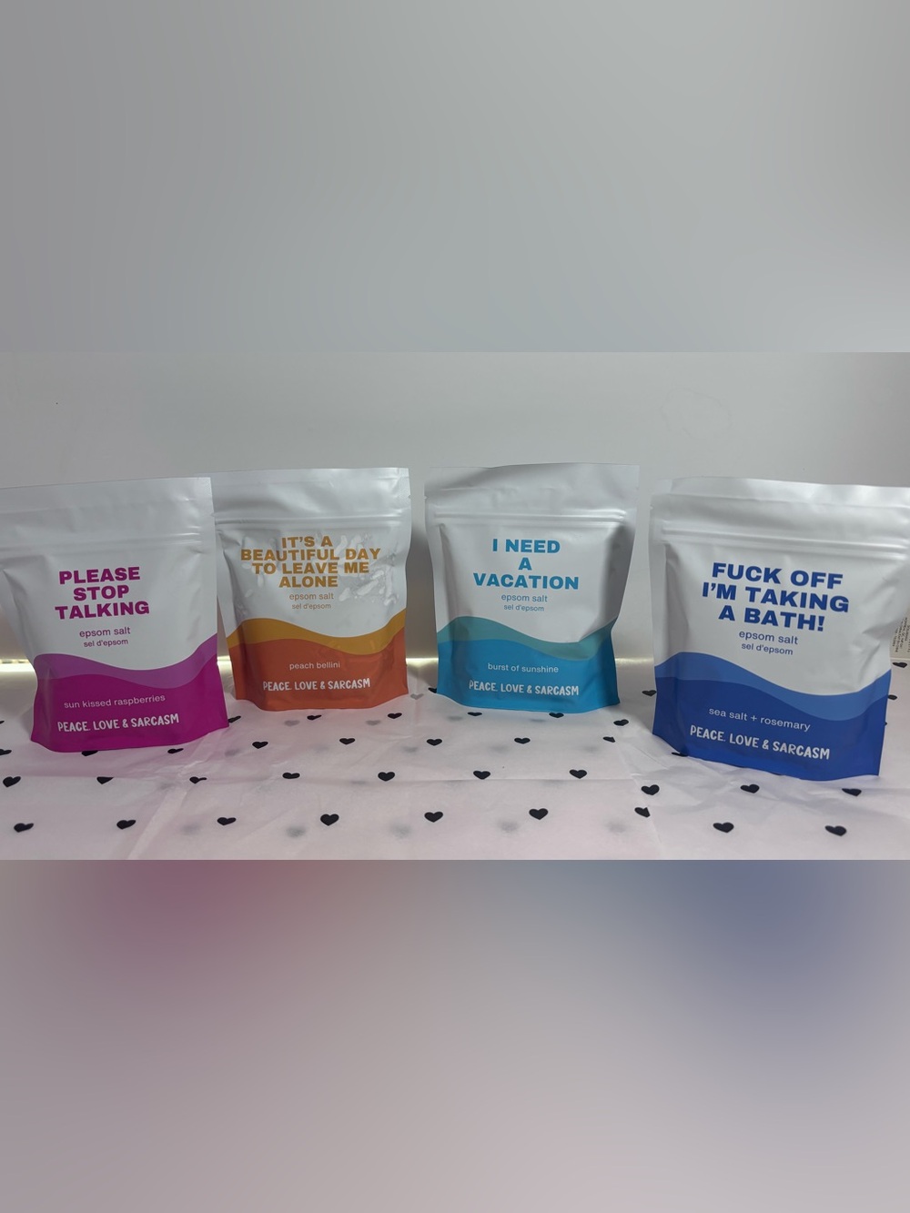 Peace. Love & Sarcasm Epsom Salt Pouches -